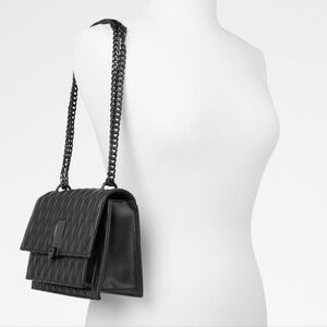 Aldo Neralla Black Quilted Faux Leather Shoulder Bag